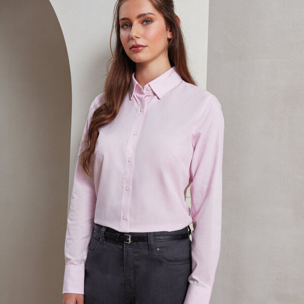 Women's cotton-rich Oxford stripes blouse Thumbnail